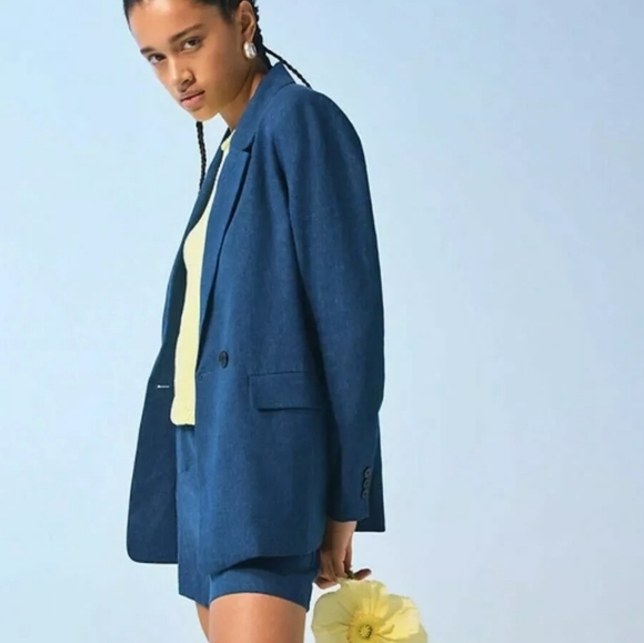 Banana Republic Boyfriend-Fit Linen-Blend Double Breasted Blazer 6 - Picture 6 of 8